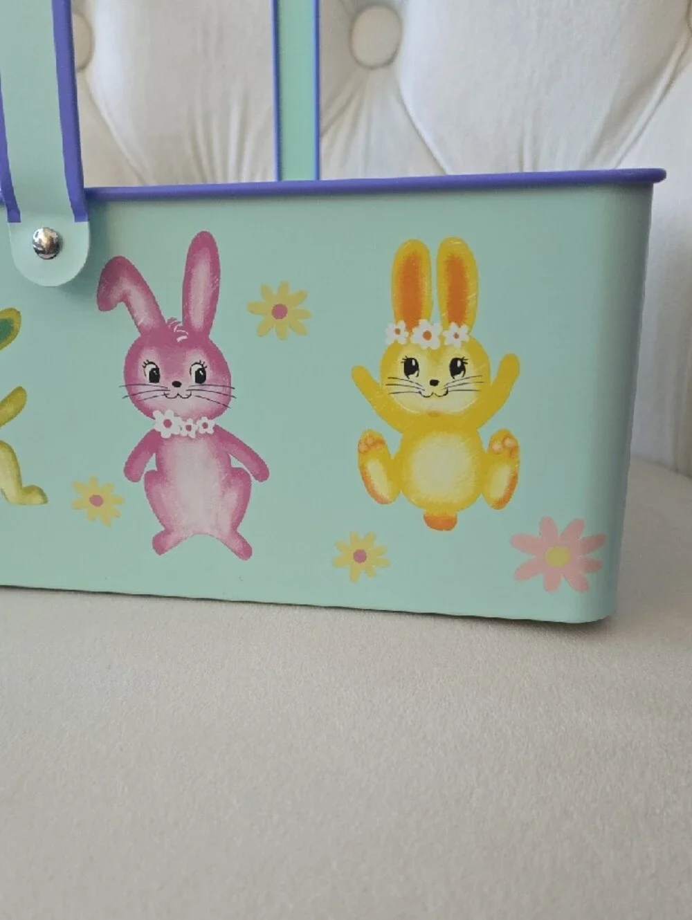 Target Pastel Bunny Easter Basket in Mint and Purple Trim